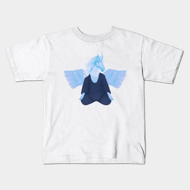 meditating pegasus 3 Kids T-Shirt by KindSpirits